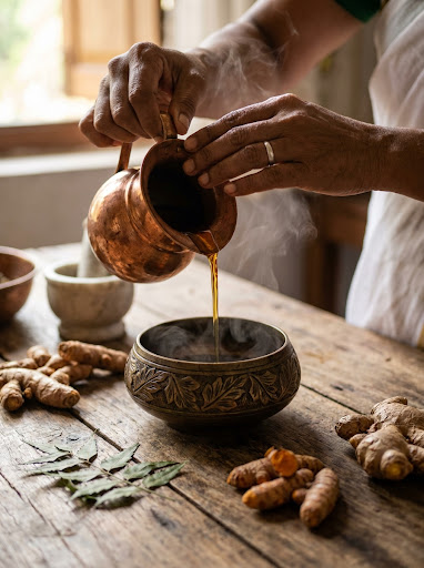 An Ayurvedic Environment with natural materials and traditional spaces